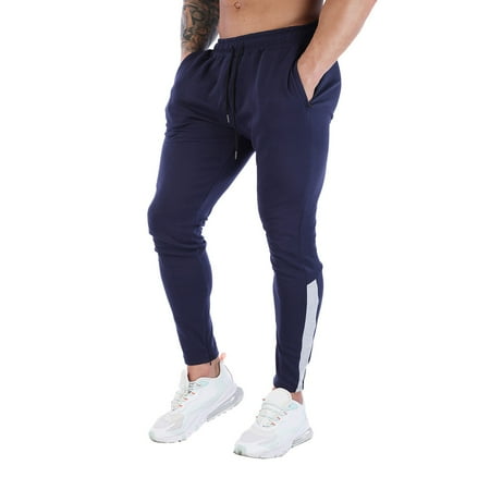 

Casual Slip Mens Scrub Pants with Pockets Male Spring Casual Fitness Running Trousers Drawstring Loose Waist Color Matching Pants Pocket Loose Sweatpants