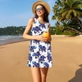 thumbnail image 3 of Easygdp Boho elephant para Vestido Transpirable de Mujer, Vestido Suelto de Manga Corta con Pliegues y Bolsillos para el Verano, 3 of 7
