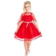 thumbnail image 2 of Robe Fille Cape Rouge Ceinture Perle Mariage Fête 12 Ans, 2 of 6