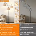 thumbnail image 2 of Dimmable Floor Lamp - 3 Lights Arc Floor Lamps for Living Room, 1000LM Modern Tall Standing Lamp With Beige Shades & Heavy Base, Mid Century Tree Floor Lamp for Bedroom Office, 3 LED Bulbs Included, 2 of 8
