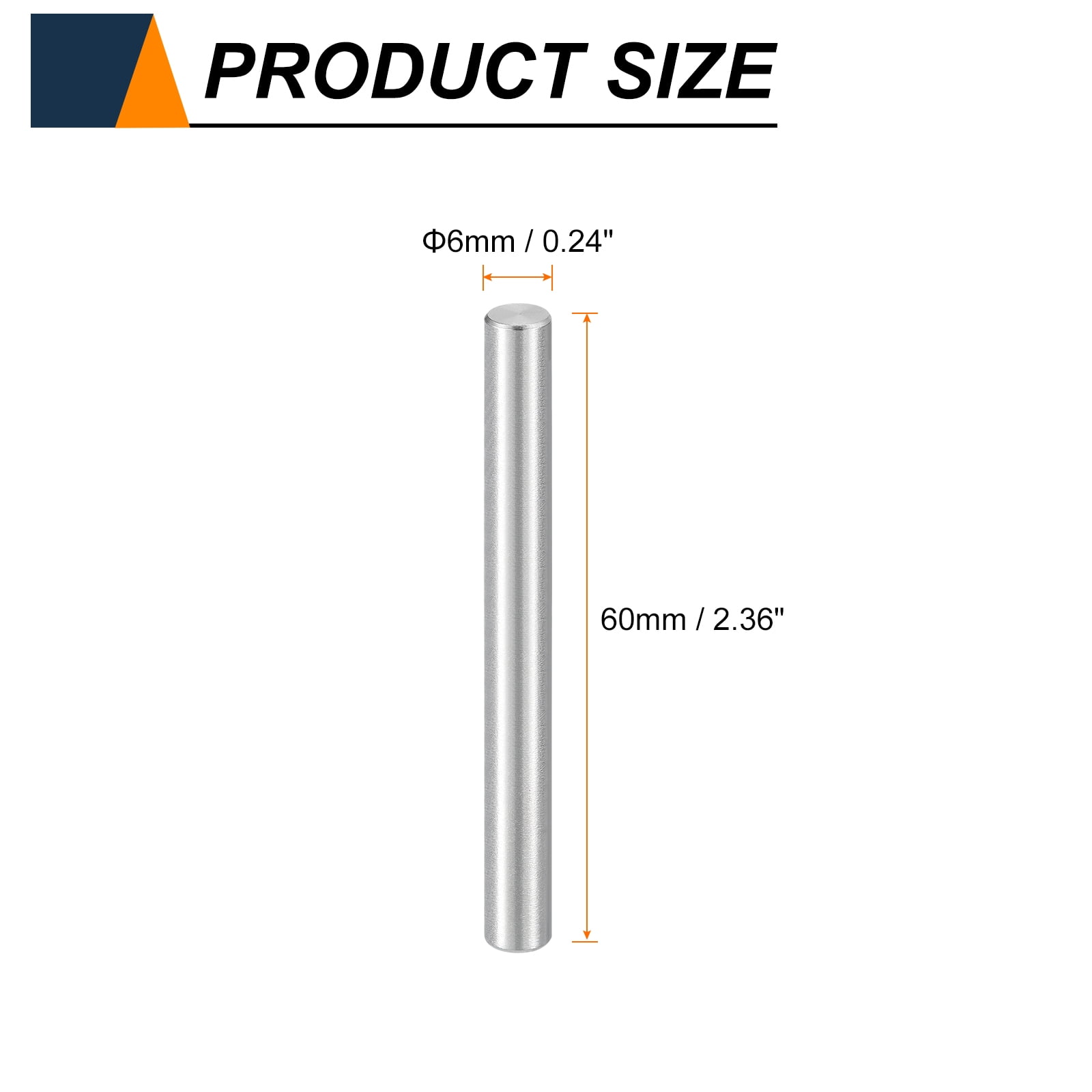 Uxcell 50pcs Dowel Pins M6(6mm) x 60mm 304 Stainless Steel Cylindrical Shelf Support Peg Pin Rod Fasten Elements for Metal Devices Wood Furniture DIY Installation, Silver
