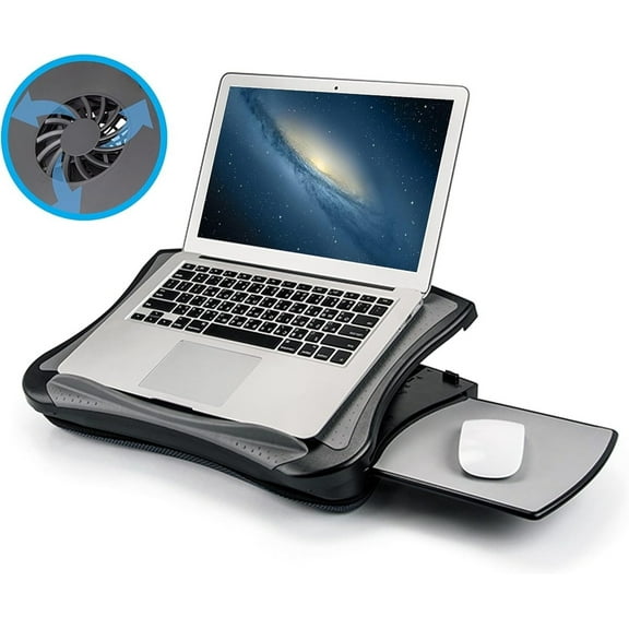 USB Cooling Fan Laptop Cooling Pad with Attached Mouse Pad, Cushion, Non-Slip Heat Shield