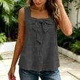 thumbnail image 6 of Kilaqueen Womens Bow Tie Front Tank Tops Summer Dressy Solid Color Square Neck Sleeveless Tunic Blouses Lightweight Loose Fit Casual Going Out Cami Gauze Shirts, 6 of 7