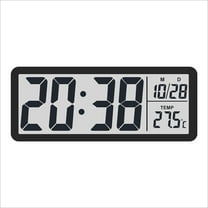 Minimalist LCD Wall Clock - Digital Clock with Temperature Display for Living Room/Bedroom, Silent Night Light, Battery Powered (Not Included), Modern Home Decor