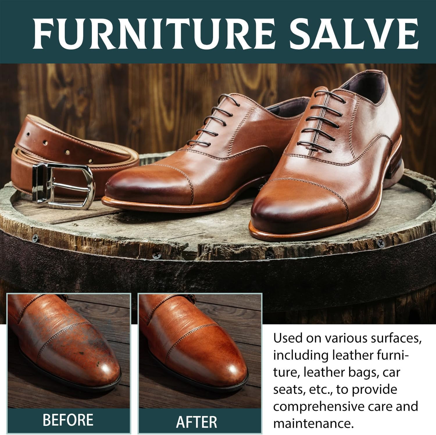 Snauff Leather & Furniture Repair Salve, Snauff Leather & Wood Furniture Salve, for Wood for Sofa, Car Seats with Brush (2pcs)