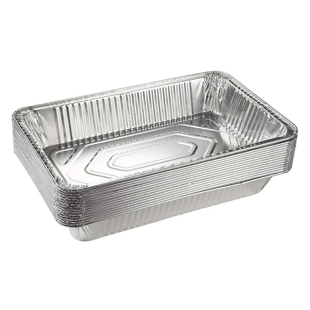30 Pcs Rectangular Disposable Tin Pans, Full Size Deep Aluminum Foil