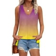 thumbnail image 5 of UPPADA Women's Summer Tank Tops V Neck Lace Up Front Tees Shirts Sleeveless Loose Fit Comfy Shirts Beach Outfits Purple,XL, 5 of 8