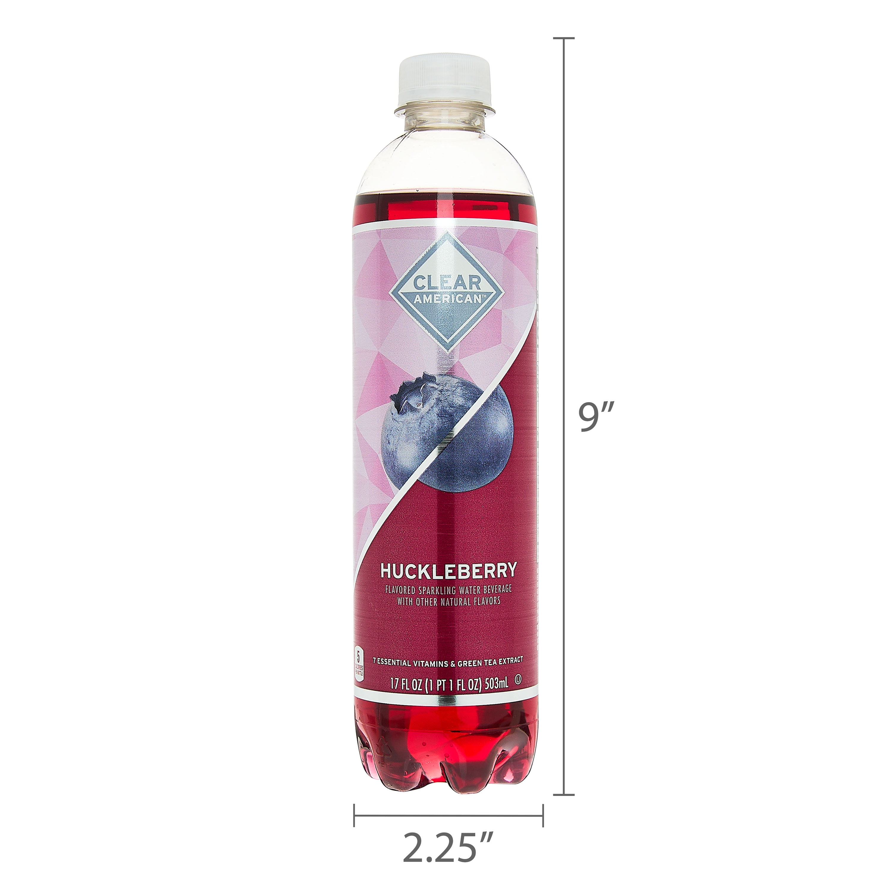 Clear American Huckleberry Sparkling Water, 17 fl oz Bottle