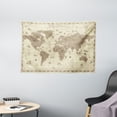thumbnail image 1 of Map Tapestry, Aged Retro Styled Map of the World with Mountains Fantasy Monsters and Compass, Wall Hanging for Bedroom Living Room Dorm Decor, 60W X 40L Inches, Sepia Pale Yellow, by Ambesonne, 1 of 2