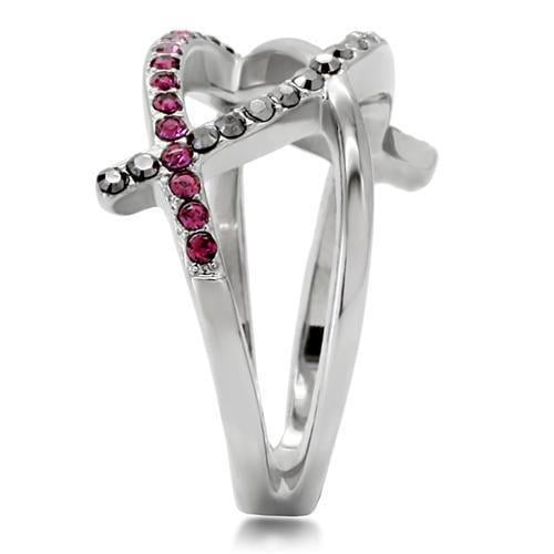 TK156 - High polished (no plating) Stainless Steel Ring with Top Grade Crystal in Multi Color