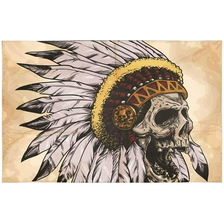 

ECZJNT Tribal Head Skull Placemat Plate Holder Set of 6 Table Mats Protector 12x18 inch