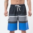thumbnail image 1 of Bañador para hombre, grande y alto, con bolsillo lateral, pantalones cortos de playa a rayas con cordón y forro de malla, trajes de baño para hombre, 1 of 1