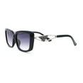 thumbnail image 3 of Womens Chic Designer Jewel Arm Rectangular Cat Eye Diva Sunglasses Black Silver - Smoke, 3 of 4