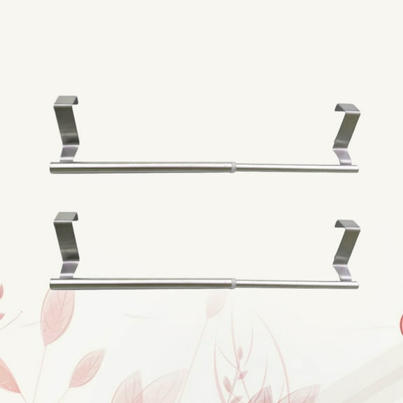 GOOHOCHY  2 Pcs Bath Towel Rod Stainless Steel Rack Rods Bathroom Silver