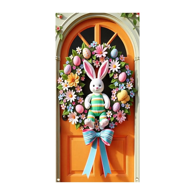 zhangmingg Rideau de Porte de Pâques pour Décorations de Fête Intérieure Extérieure