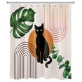 thumbnail image 2 of HVEST Mid Century Shower Curtain for Bathroom Funny Black Cat and Moon Geometric Bathroom Shower Curtains with Hooks, Modern Green Eucalyptus Leaf and Monstera Bathroom Curtains Shower Set 60x72 inch, 2 of 6