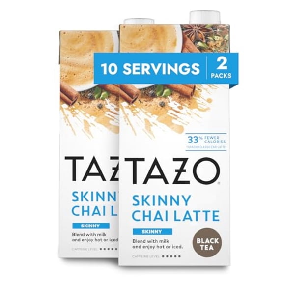 TAZO Skinny Chai Latte Concentrate, Black Tea Concentrate, Easy-to-Serve Chai Tea for Everyday Chai Lattes, Skinny Mocktails and Hot or Iced Tea, 32 oz Tea Mix Carton (pack of 2)
