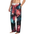 thumbnail image 2 of Uemuo Red Flame Wolf Head Pattern Men's Wide Leg Palazzo Lounge Pants with Pockets Light Weight Loose Comfy Casual Pajama Pants-Medium, 2 of 9
