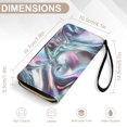 thumbnail image 6 of Womens Wallet Bifold Ladies Cluth Bag Wristlet Wrist Strap Long Purse Iridescent Chrome Fluid Shapes Design, 6 of 6