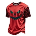 thumbnail image 3 of Big and Tall Halloween Tshirt for Men Casual Pumpkin Print Tee for Wear with Short Sleeves and Halloween Graphic Top Men’s T Shirt Red 5XL, 3 of 7