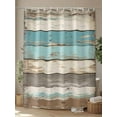 thumbnail image 4 of Farmhouse Blue Grey Brown Shower Curtain Set, Waterproof Shower Curtains for Bathroom, Vintage Ombre Wooden Washable Fabric Cloth Bath Curtain for Bathtub Decoration with Hooks 60x72 Inches, 4 of 6