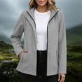 thumbnail image 2 of Brnmxoke Imperméables pour Femmes avec Capuches, Imperméables, Légers, Été, Unis, Cordon de Serrage, Veste de Pluie à Fermeture Éclair, Décontractée, Randonnée, Plein Air, Coupe-Vent avec Poches, Gris, P, 2 of 7