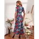 thumbnail image 5 of Maxivestido ajustado de cola de pez de manga corta con estampado floral de punto elástico informal de verano para mujerBlue RedbudMedium, 5 of 5