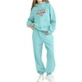 thumbnail image 4 of Auroural Children's Clothing Long Sleeve Kids Set Girls Clothes Size 10-12 Outfits Children's Heart-shaped Print Long Hoodie And Leg Tied Sweatpants Casual Sports Two-piece Set For Kids, 4 of 5