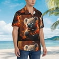 thumbnail image 3 of Gukieu Cute Maple Leaf Koala Print Men's Short-sleeved Shirts, Button-down Lapel Hawaiian Shirts, T-shirts, Beach Vacation Summer Casual Wear,Small, 3 of 7