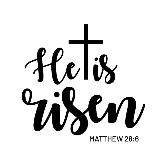 Easter Day Vinyl Wall Art Decal - He Is Risen - 22" x 23" - Matthew 28:6 Resurrection Sunday Pascha Holiday Modern Church Home Living Room Bedroom Apartment Office Work Decor