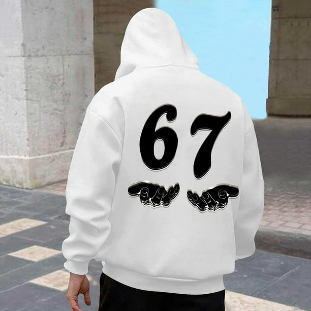 MHFRRA Sudadera con Capucha Estampada, Suave y Holgada, Ideal para Uso Informal y Actividades Al Aire Libre, con Tejido y Diseño Cómodos Blanco