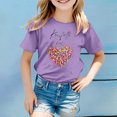 thumbnail image 2 of MIXUE Juniors Girls Tops & T-Shirts Children Carnival Letter Print Round Neck Short Sleeve Pullover Tshirts Outwear,Purple,12-13 Years, 2 of 4