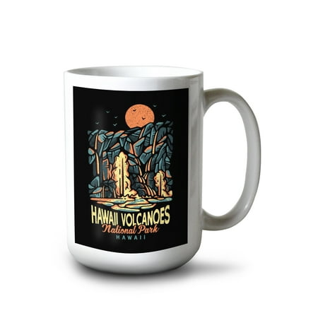 

15 fl oz Ceramic Mug Hawaii Volcanoes National Park Hawaii Distressed Vector Dishwasher & Microwave Safe