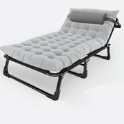 Folding cots indoor Outdoor Folding Chaise Lounge Chair Recliner with Portable Design & Adjustable Backrest &pillow