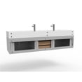 thumbnail image 4 of Nile 72" Gray Wood Floating Vanity with White Top and Chrome Trim, 4 of 10