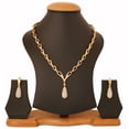 thumbnail image 3 of Sunsoul by Touchstone Exclusive Modern Alloy Metal Designer White Crystals Gold Tone Necklace Set for Women, 3 of 4