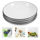 thumbnail image 2 of 4 platos de porcelana para cena, bandeja pequeña de cerámica para servir postres, plato de acompañamiento con borde negro, plato de aperitivos para pasteles, tartas, aperitivos, ensaladas y almuerzos, 2 of 7