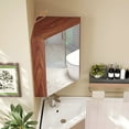 thumbnail image 2 of Auranook 23.5" Corner Medicine Cabinet with Mirror, Wall Mounted Bathroom Cabinet w/ Left or Right Open Mirror Door, Adjustable Shelf, Clear Reflection, 2 of 10