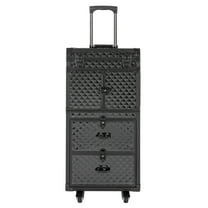 Dwellnix Rolling Makeup Train Case Lockable Hairdressing Cosmetic Travel Case Wheels US