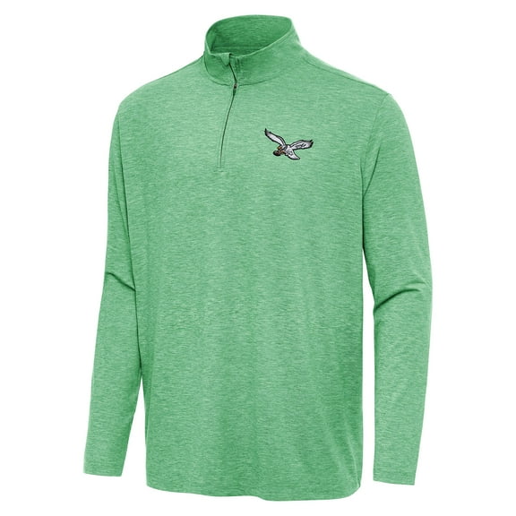 Men's Antigua  Heather Kelly Green Philadelphia Eagles Hunk Quarter-Zip Jacket