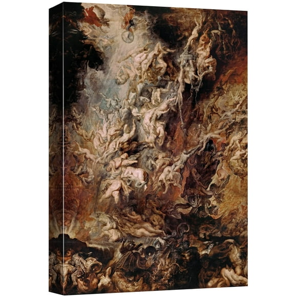 wall26 - Peinture à l'Huile de la Chute des Anges Rebelles par Peter Paul Rubens - Style Baroque - Paradis Infernal Chrétien Catholique - Art sur Toile Maison - 12x18 Pouces
