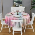 thumbnail image 2 of Pastel Floral Watercolor Pattern Round Tablecloth 60"x60",Wrinkle Wipeable Table Cloth for Kitchen Dining Room Picnic Patio Party, 2 of 6