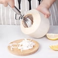 thumbnail image 2 of Paquete de 2 raspadores de coco de acero inoxidable, duraderos, para quitar la carne del dragón de coco, versátiles, para quitar la carne del melón, herramienta segura para pelar semillas de frutas., 2 of 6