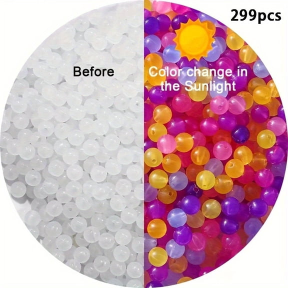 8mm Sun-Sensing Color-Changing Acrylic Beads - /Heat-Activated Multi-Color Gradient Round Beads for DIY Jewelry Making, Bracelets, Necklaces - Chameleon Beads for Charm Bracelets & Keychains