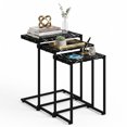 thumbnail image 2 of ZENSTYLE Set of 3 Nesting Side Table MDF End Tables Metal Frame Staggered Height Industrial Style, Black, 2 of 8