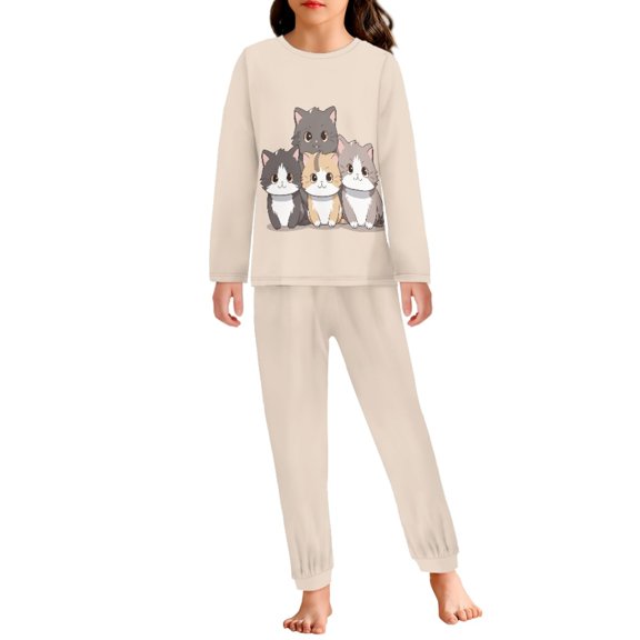 DISNIMO Cute Cat Pajamas for Kids Boys Pajama Sets Size 3-4 Boys Pjs Set for Boys 2 Piece Pajamas Set for Boys Long Sleeve Pj Sets Kids Soft Pajamas Boys Fall Pajama Set for Girls And Boys Pj Set