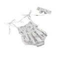 thumbnail image 2 of 2Pcs Baby Summer Outfits Floral Printed Spaghetti Strap Romper Bowknot Headband, 2 of 5