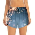 thumbnail image 4 of Lsque Gold And Blue Fireworks Printed Women's Running Shorts with Liner Pockets,Elastic Quick Dry Workout Athletic Gym Yoga Shorts,Womens High Waist Shorts-, 4 of 9