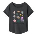 thumbnail image 2 of Tops de manga corta para mujer, camisetas suaves de dibujos animados, novedad, camisetas con cuello redondo, camisetas para escalar, mochilero, caminar, fiesta, calle gris oscuro, 2 of 8