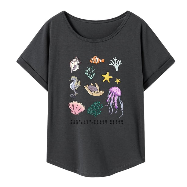 Camisetas de manga corta para mujer, ropa cómoda de dibujos animados, camisetas con estilo, ropa de calle XL